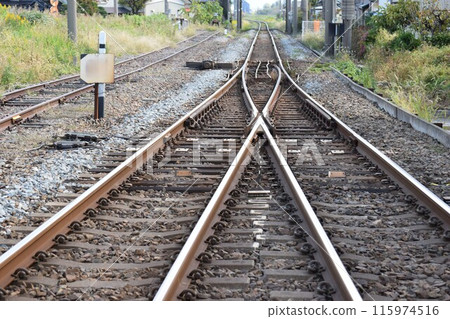 Railroad track branch point Railroad track branch point 115974516