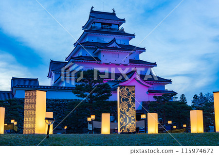 Top 100 Cherry Blossom Spots in Japan: Fukushima Tsuruga Castle (Aizu-Wakamatsu Castle) Cherry Blossoms Illuminated at Night Top 100 Cherry Blossom Spots in Japan: Fukushima Tsuruga Castle (Aizu-Wakamatsu Castle) Cherry Blossoms Illuminated at Night 115974672