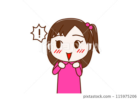 (Front upper body) A girl blushing in surprise and excited with joy (Front upper body) A girl blushing in surprise and excited with joy 115975206