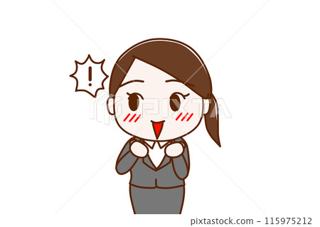 (上半身正面)身穿西裝的女子興奮而幸福,臉頰染上了驚訝的表情 (上半身正面)身穿西裝的女子興奮而幸福,臉頰染上了驚訝的表情 115975212