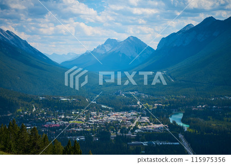 Beautiful scenic views of the mountain valley of Banff in the national park of Canada 115975356