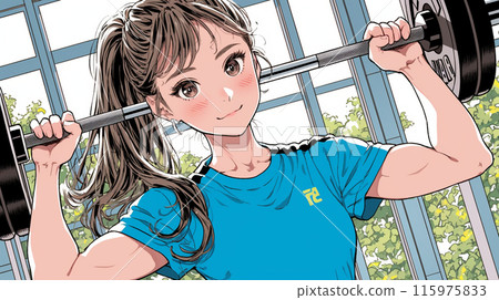 年輕女子進行舉重訓練 115975833