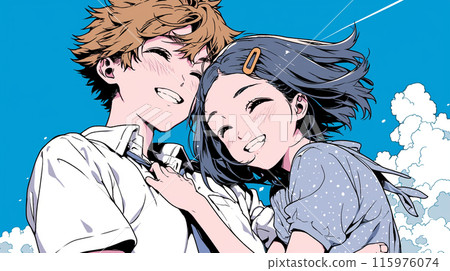 A young couple on a date in the gentle breeze 115976074