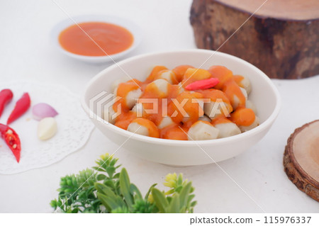 small meatballs with sauce as a background 115976337