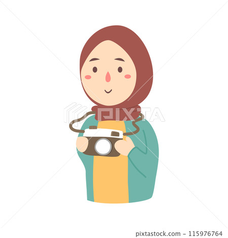 girl wearing hijab character of photographer  115976764