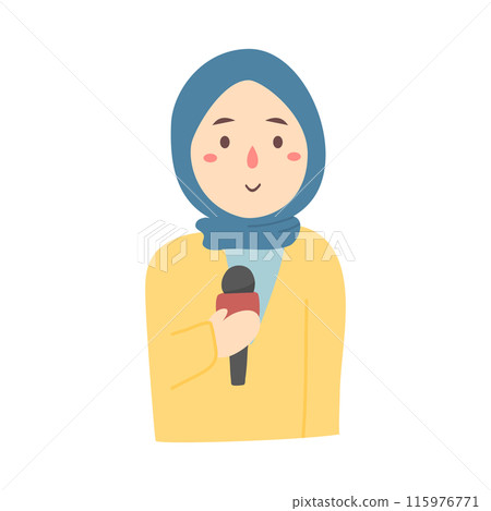 girl wearing hijab reporter illustration 115976771