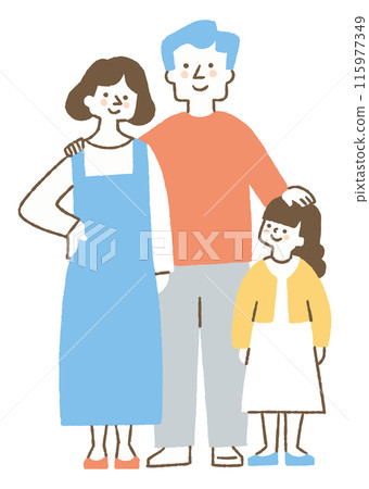 A family of three taking a commemorative photo_Color A family of three taking a commemorative photo_Color 115977349