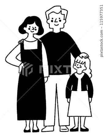 A family of three taking a commemorative photo_2 115977351