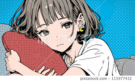 A young woman about to fall asleep on a hot summer afternoon A young woman about to fall asleep on a hot summer afternoon 115977432