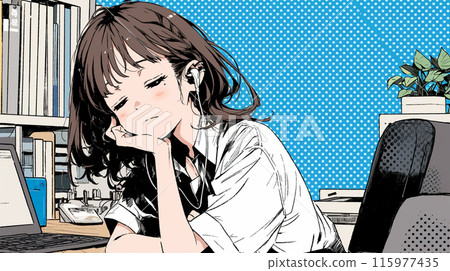 A young woman falls asleep on a hot summer afternoon 115977435