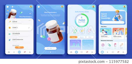 3D health tracker app interface 3D health tracker app interface 115977582