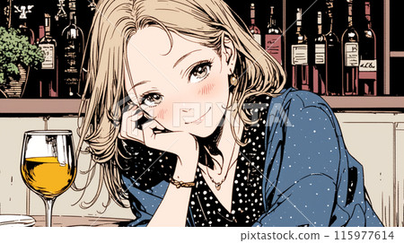 女人喝酒:在雞尾酒吧喝白酒 女人喝酒:在雞尾酒吧喝白酒 115977614