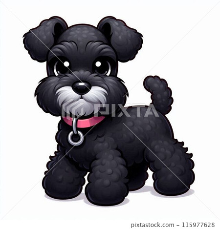 迷你雪納瑞小狗卡通風格插畫黑色 迷你雪納瑞小狗卡通風格插畫黑色 115977628