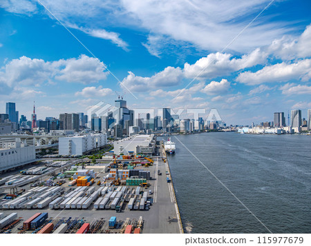 Tokyo cityscape as seen from Rainbow Bridge (towards Shibaura Pier) Tokyo cityscape as seen from Rainbow Bridge (towards Shibaura Pier) 115977679