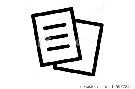 Black line drawing icon of two sheets of paper 115977832