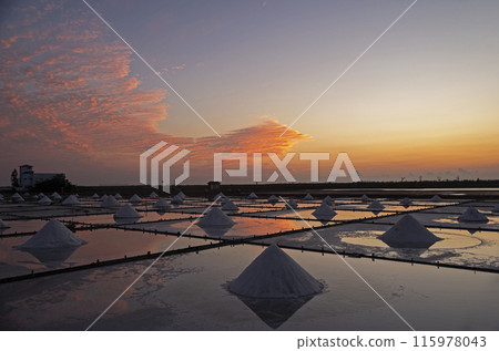 Salt pans in Tainan, Taiwan   115978043