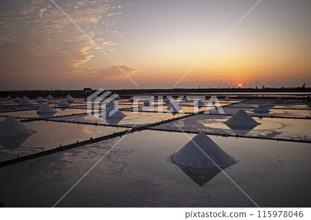 Salt pans in Tainan, Taiwan   115978046