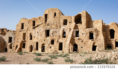 ksar Mgabla - traditional fortified granary created by the Berbers in 15th century ksar Mgabla - traditional fortified granary created by the Berbers in 15th century 115978328
