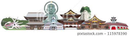 北陸甲信越著名旅遊景點插畫集 115978390
