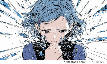 一個女孩流著沮喪的淚水 115978422