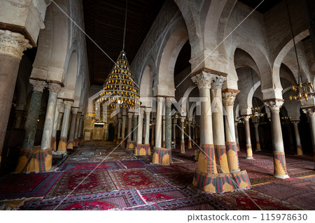 Interior of Great Mosque of Kairouan, Tunisia Interior of Great Mosque of Kairouan, Tunisia 115978630