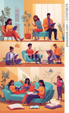 "A peaceful moment with a book" 115978674