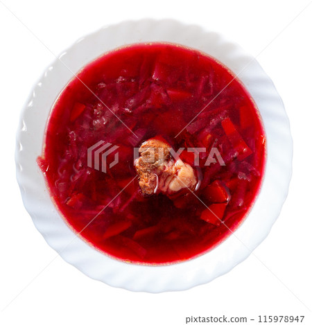 Borscht soup with beets served in bowl Borscht soup with beets served in bowl 115978947