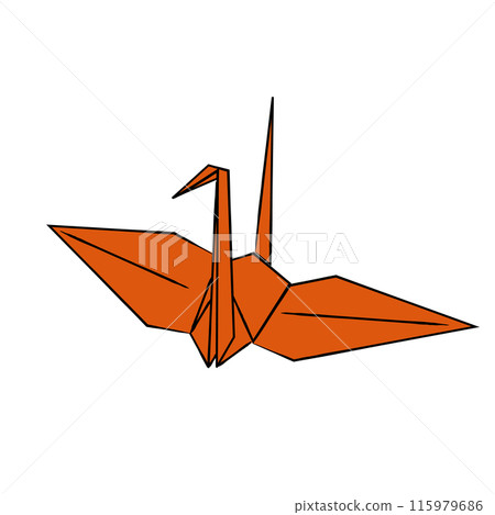 Simple line drawing of a crane origami - color illustration Simple line drawing of a crane origami - color illustration 115979686