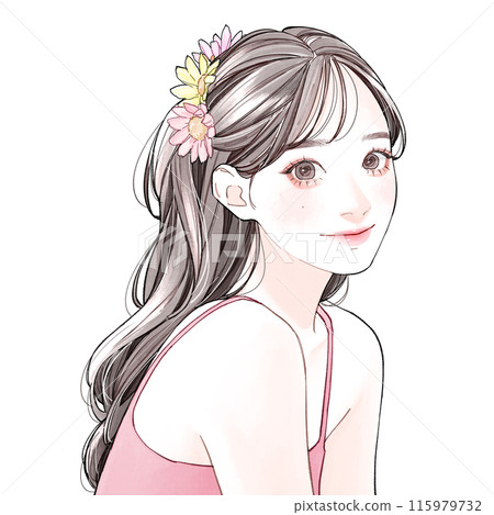 戴著花髮飾的女人 115979732