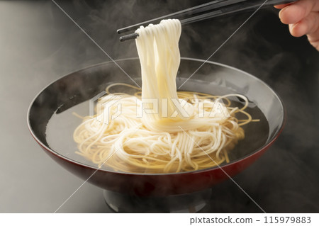 Put noodles in, Nyumen, Boiled noodles, Hashiage, Lift with chopsticks Put noodles in, Nyumen, Boiled noodles, Hashiage, Lift with chopsticks 115979883