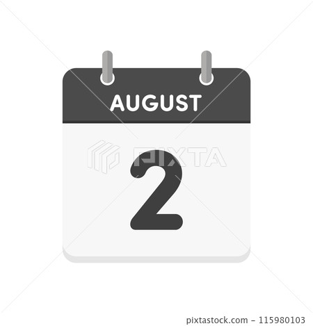 8 月 2 日/8 月 2 日每日日曆圖示-帶有日期 8/2 的日曆設計素材 115980103