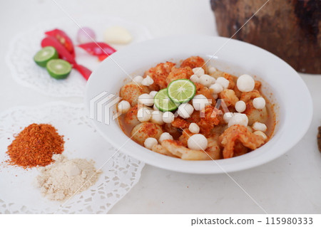 Meatballs with Peanut Crackers as a Background 115980333