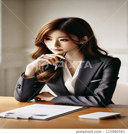 Elegant intellectual office lady 115980561