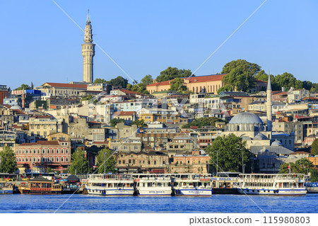 Eminonu Port and Beyazit Tower Eminonu Port and Beyazit Tower 115980803