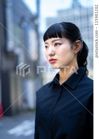 A serious lady A serious lady 115981282