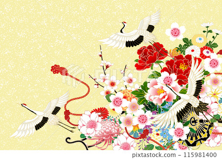 Crane, float, Japanese pattern, yellow 115981400