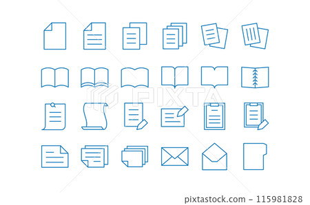 文件和書籍藍線繪圖圖標 115981828