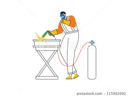 Welding Service Vector Illustration with Professional Welder Job Weld Metal Structures, Pipe and Steel Construction in Flat Cartoon Background Welding Service Vector Illustration with Professional Welder Job Weld Metal Structures, Pipe and Steel Construction in Flat Cartoon Background 115982092