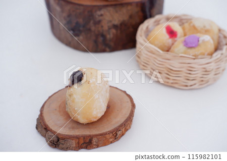 flavored ball donuts as a background 115982101