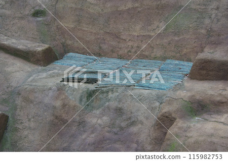 Shimane Prefecture: A replica bronze sword on display at the Arajindani ruins 115982753