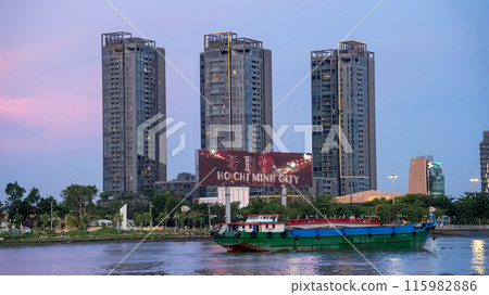 Evening on the Saigon River in Ho Chi Minh City 115982886