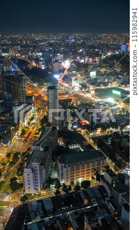 Night view from an observation deck in Vietnam Night view from an observation deck in Vietnam 115982941