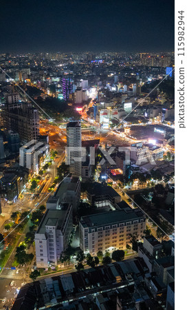 Night view from an observation deck in Vietnam Night view from an observation deck in Vietnam 115982944