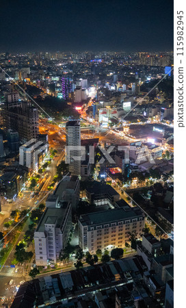 Night view from an observation deck in Vietnam Night view from an observation deck in Vietnam 115982945