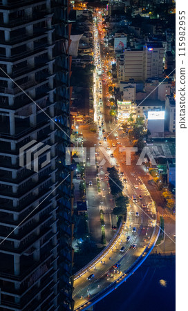 Night view from an observation deck in Vietnam 115982955