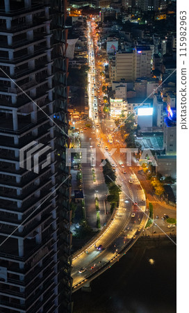 Night view from an observation deck in Vietnam Night view from an observation deck in Vietnam 115982963