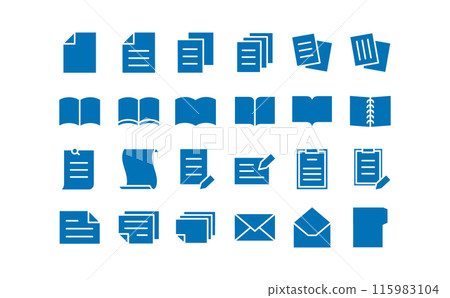 文件和書籍藍色剪影圖標 115983104