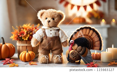 可愛的熊慶祝感恩節 115983127