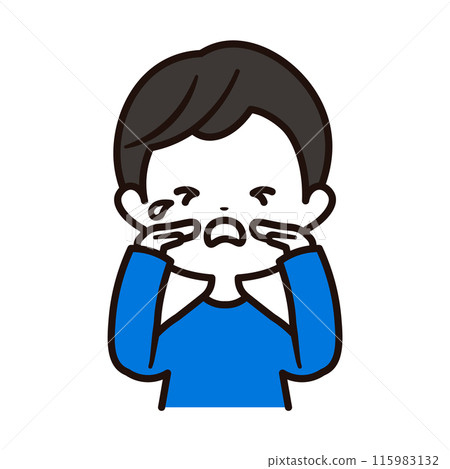 幼兒園到小學年齡層男孩悲傷哭泣的上半身圖示插畫素材 幼兒園到小學年齡層男孩悲傷哭泣的上半身圖示插畫素材 115983132