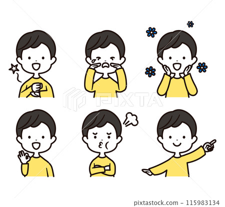 Boys upper body icon illustration material set Boys upper body icon illustration material set 115983134